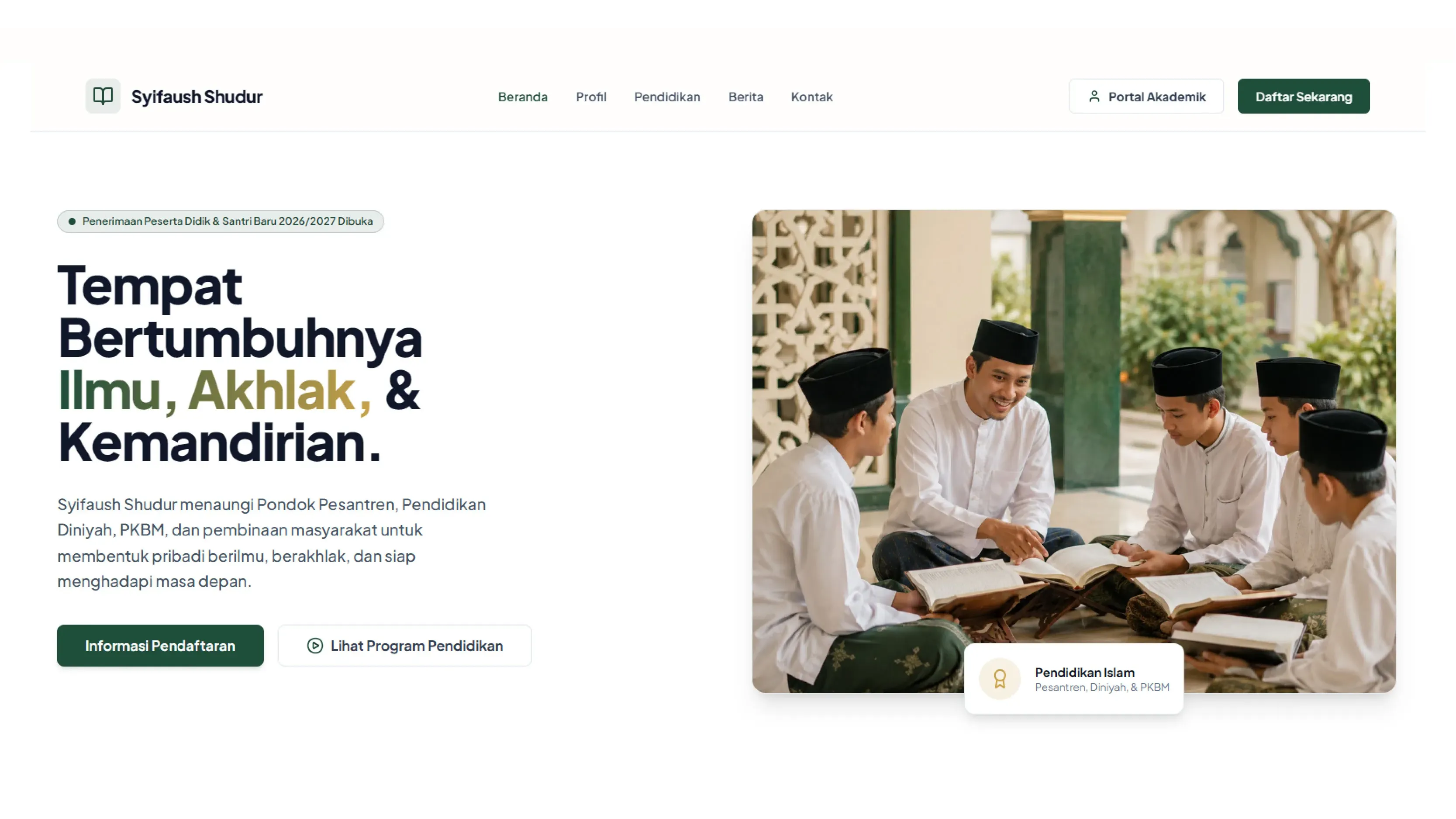 Pondok Pesantren Syifaush Shudur - Portofolio Laman Digital